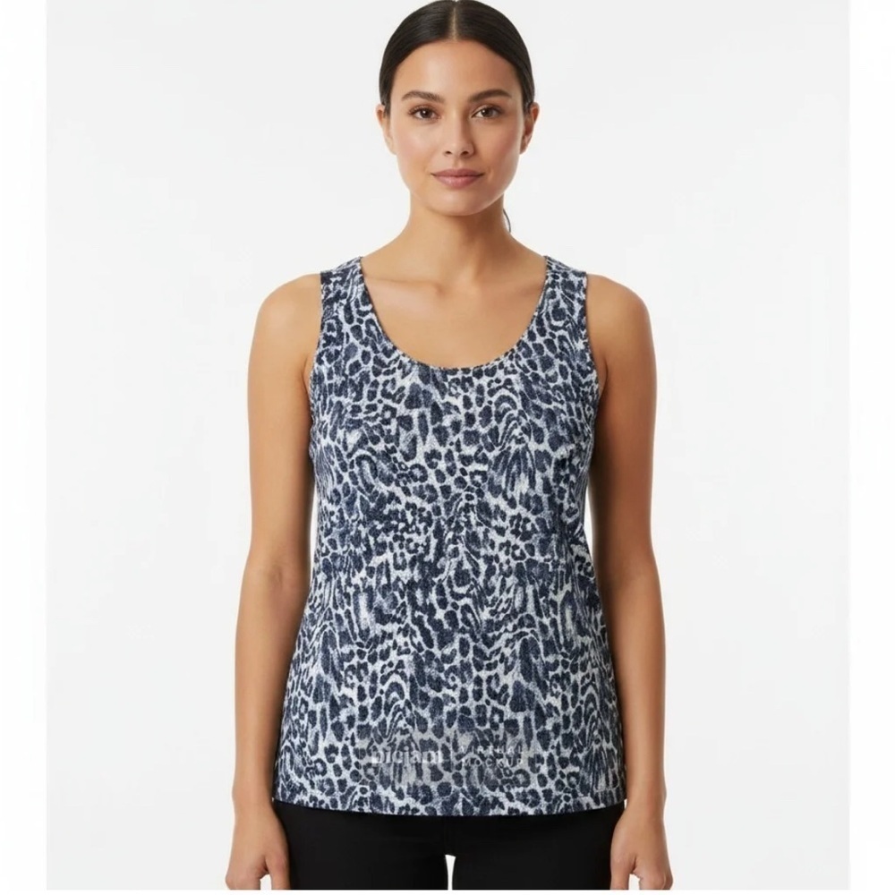 Chicos Blue and White Animal Print Tank Top size 3XL